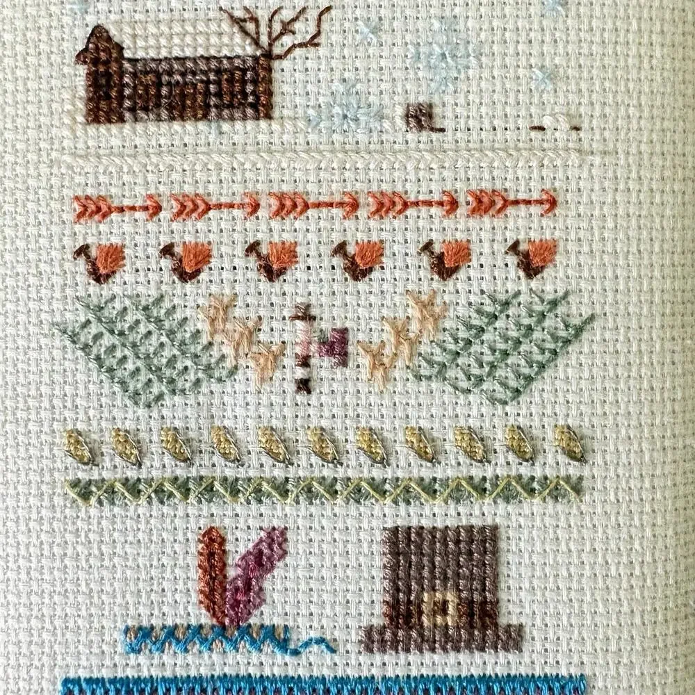 Handmade Thanksgiving Sampler Cross Stitch Pilgrim Ship “Be Ye Thankful” Autumn